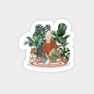 Plant lady, Girl with plants 1 Sticker